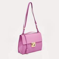 Pre Owned Salvatore Ferragamo Fuchsia Leather Marisol Top Handle Bag