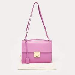 Pre Owned Salvatore Ferragamo Fuchsia Leather Marisol Top Handle Bag