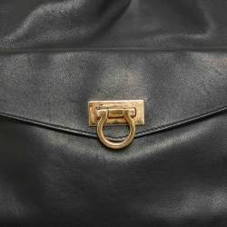 Pre Owned Salvatore Ferragamo Black Leather Sheba Chain Tote