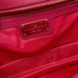 Pre Owned Salvatore Ferragamo Pink Saffiano Leather Vara Bow Chain Shoulder Bag