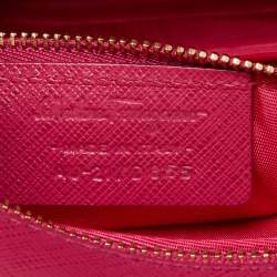 Pre Owned Salvatore Ferragamo Pink Saffiano Leather Vara Bow Chain Shoulder Bag