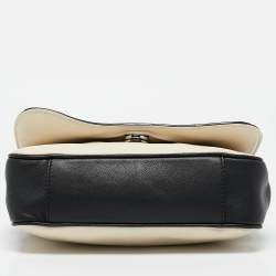 Pre Owned Salvatore Ferragamo Black/Off White Leather Gancini Shoulder Bag