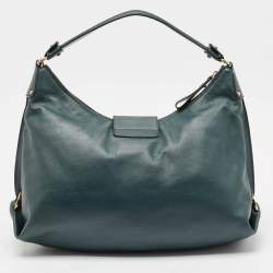 Pre Owned Salvatore Ferragamo Dark Green Leather Fanisa Hobo