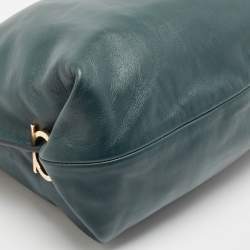 Pre Owned Salvatore Ferragamo Dark Green Leather Fanisa Hobo
