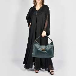 Pre Owned Salvatore Ferragamo Dark Green Leather Fanisa Hobo