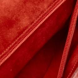 Pre Owned Salvatore Ferragamo Red Gancini Embossed Leather Shoulder Bag