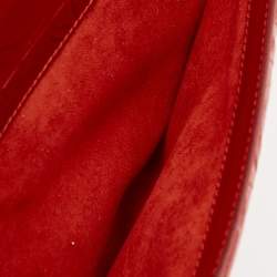 Pre Owned Salvatore Ferragamo Red Gancini Embossed Leather Shoulder Bag