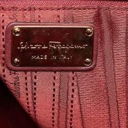 Pre Owned Salvatore Ferragamo Burgundy Bow Drawstring Tote