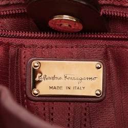 Pre Owned Salvatore Ferragamo Burgundy Bow Drawstring Tote