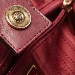 Pre Owned Salvatore Ferragamo Burgundy Bow Drawstring Tote