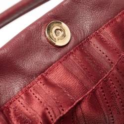 Pre Owned Salvatore Ferragamo Burgundy Bow Drawstring Tote
