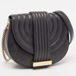 Pre Owned Salvatore Ferragamo Black Quilted Leather Rosette Crossbody Bag