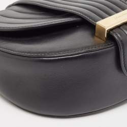 Pre Owned Salvatore Ferragamo Black Quilted Leather Rosette Crossbody Bag