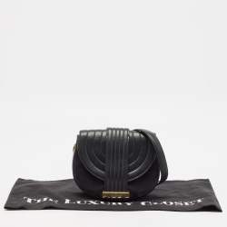 Pre Owned Salvatore Ferragamo Black Quilted Leather Rosette Crossbody Bag