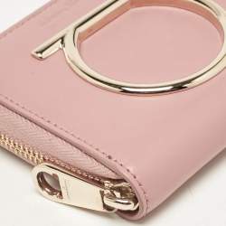 Salvatore Ferragamo Pink Leather Gancio Zip Compact Wallet