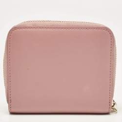 Salvatore Ferragamo Pink Leather Gancio Zip Compact Wallet