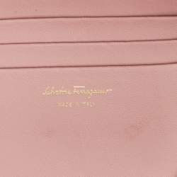 Salvatore Ferragamo Pink Leather Gancio Zip Compact Wallet