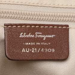 Pre Owned Salvatore Ferragamo Beige Monogram Leather Tote