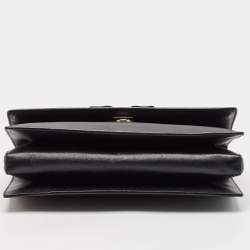 Pre Owned Salvatore Ferragamo Black Leather Vara Bow Chain Shoulder Bag