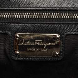 Pre Owned Salvatore Ferragamo Black Leather Vara Bow Chain Shoulder Bag