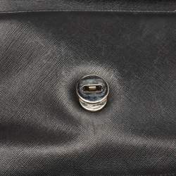 Pre Owned Salvatore Ferragamo Black Leather Vara Bow Chain Shoulder Bag