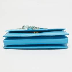 Pre Owned Salvatore Ferragamo Light Blue Leather Ginny Shoulder Bag