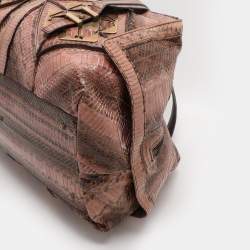 Salvatore Ferragamo Brown/Beige Watersnake Satchel