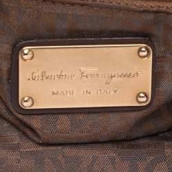 Salvatore Ferragamo Brown/Beige Watersnake Satchel