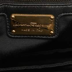 Pre Owned Salvatore Ferragamo Black Quilted Leather Vara Bow Chain Shoulder Bag