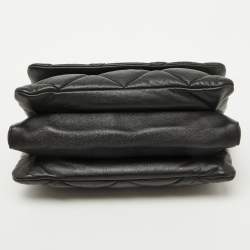 Pre Owned Salvatore Ferragamo Black Quilted Leather Vara Bow Chain Shoulder Bag