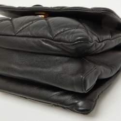 Pre Owned Salvatore Ferragamo Black Quilted Leather Vara Bow Chain Shoulder Bag