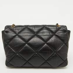 Pre Owned Salvatore Ferragamo Black Quilted Leather Vara Bow Chain Shoulder Bag