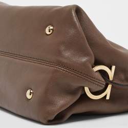 Salvatore Ferragamo Beige Leather Medium Sofia Top Handle Bag