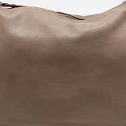 Pre Owned Salvatore Ferragamo Beige Leather Zipped Shoulder Bag