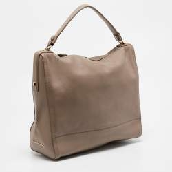 Pre Owned Salvatore Ferragamo Beige Leather Zipped Shoulder Bag