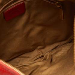Salvatore Ferragamo Bright Red Leather and Fabric Logo Hobo