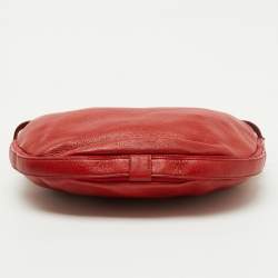 Salvatore Ferragamo Bright Red Leather and Fabric Logo Hobo