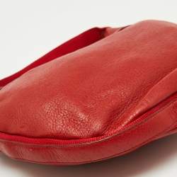 Salvatore Ferragamo Bright Red Leather and Fabric Logo Hobo