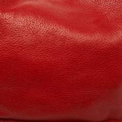 Salvatore Ferragamo Bright Red Leather and Fabric Logo Hobo