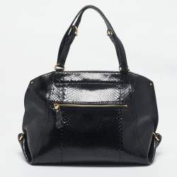 Pre Owned Salvatore Ferragamo Black Python Gancio Satchel