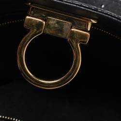 Pre Owned Salvatore Ferragamo Black Python Gancio Satchel