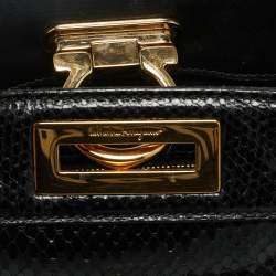Pre Owned Salvatore Ferragamo Black Python Gancio Satchel