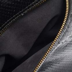 Pre Owned Salvatore Ferragamo Black Python Gancio Satchel