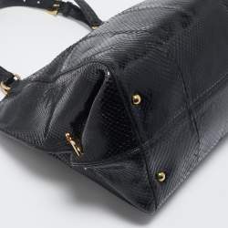 Pre Owned Salvatore Ferragamo Black Python Gancio Satchel