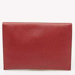 Pre Owned Salvatore Ferragamo Red Leather Miss Vara Slim Clutch