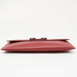 Pre Owned Salvatore Ferragamo Red Leather Miss Vara Slim Clutch