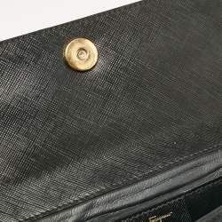 Pre Owned Salvatore Ferragamo Black Saffiano Leather Vara Bow Clutch
