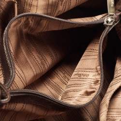 Salvatore Ferragamo Dark Brown Nubuck and Leather Woven Gancini Flap Satchel