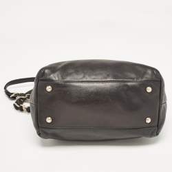 Salvatore Ferragamo Black Patent and Leather Bow Chain Tote