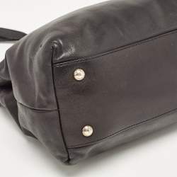 Salvatore Ferragamo Black Patent and Leather Bow Chain Tote